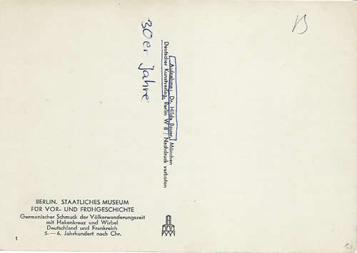 reverse of  Postcard Hilde Lotz-Bauer