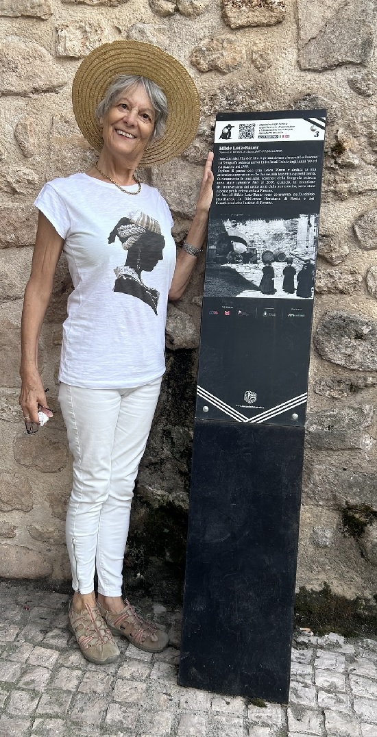 Corinna with Hilde Lotz-Bauer info board