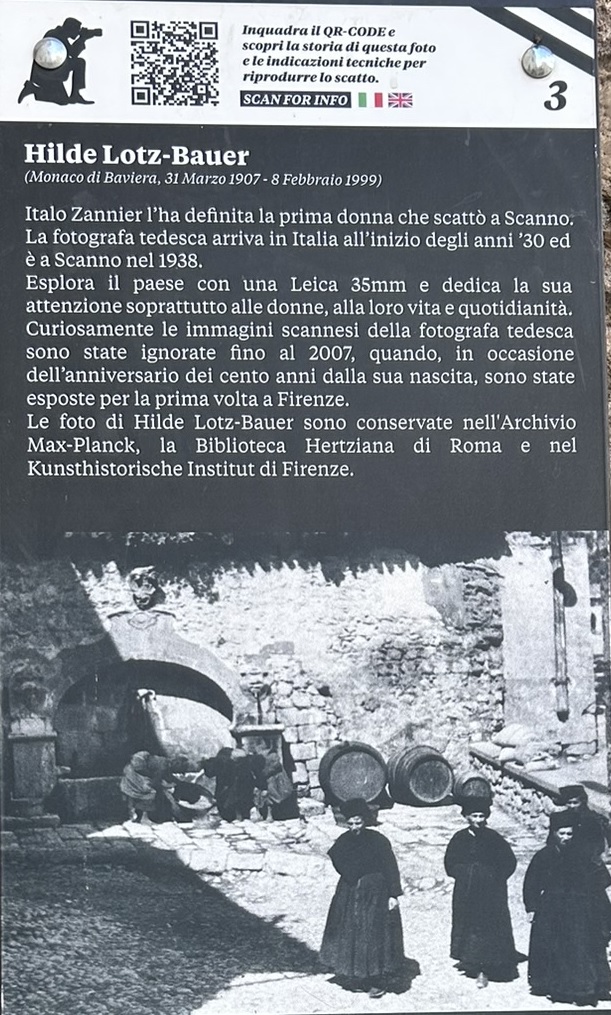 Hilde Lotz-Bauer info-board in Scanno